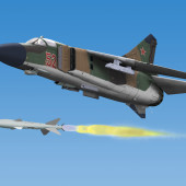 Mikoyan Gurevich MiG-23 Flogger firing a missile