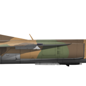 Right side scheme of the Libyan Mikoyan-Gurevich MiG-23MS crashed on the Sila mountains (Italy) on July 18, 1980.